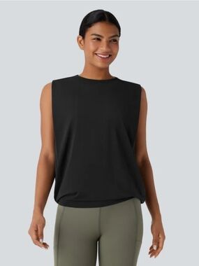 Halara Round Neck Ruched Cool Touch Yoga Tank Top-UPF50+ NWT Size Xs